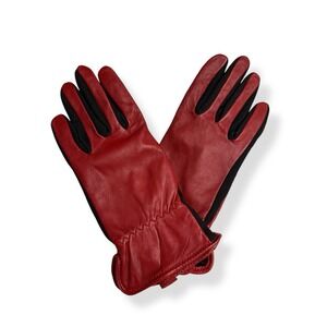 Vintage Small Women's Red‎ Leather Gloves Driving Casual